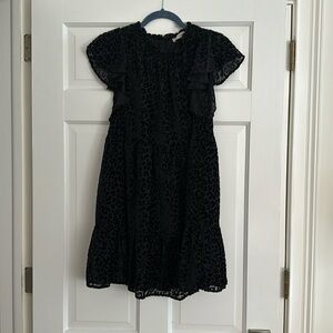 Loft mini dress. Black velvet cheetah print